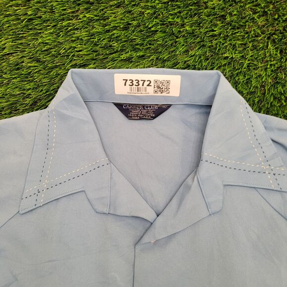 Vintage 70s Disco Hippie Button Shirt XL 25x29 Blue - Picture 3 of 12